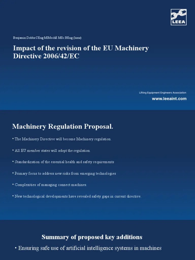 Machinery Directive Presentation PDF Safety Risk Assessment