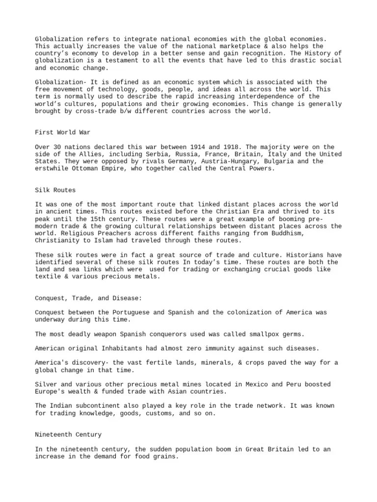 The Global History of Globalization Key Events and Developments that Shaped the Increasing