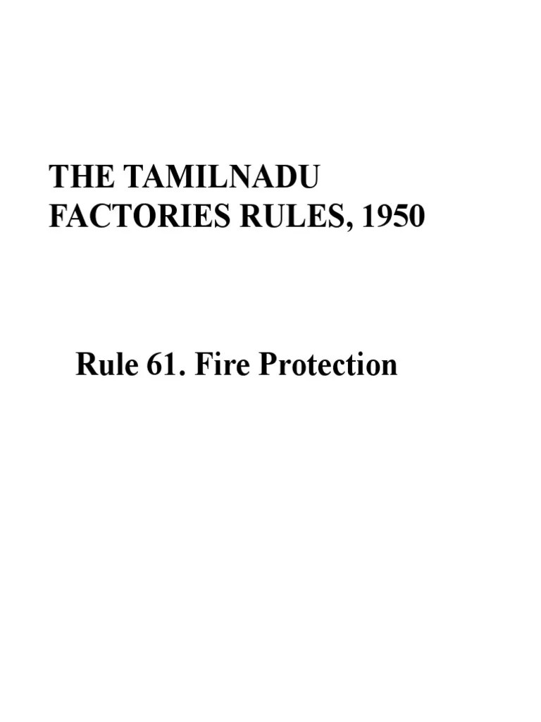 Tamil Nadu Factories Rules 1950 PDF Firefighting Stairs