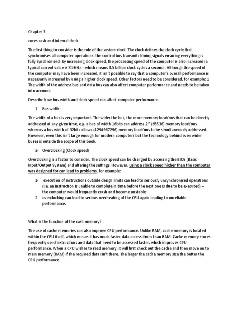 The Effects of Bus Width, Clock Speed, and Cores on Computer