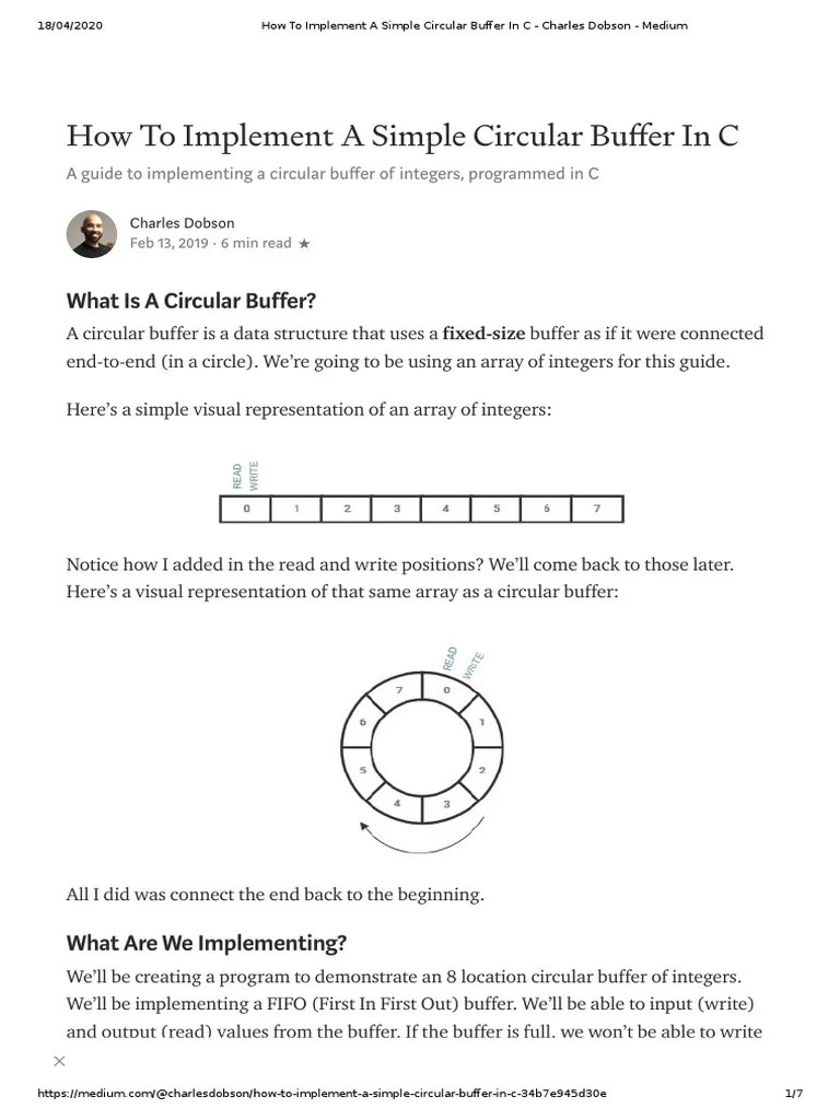 How To Implement A Simple Circular Buffer in C A Guide To Implementing A Circular Buffer of