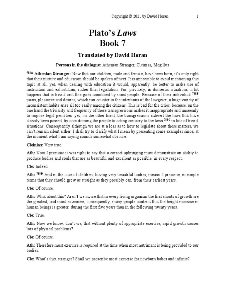 Platos Laws Book 7 PDF Prayer Dances