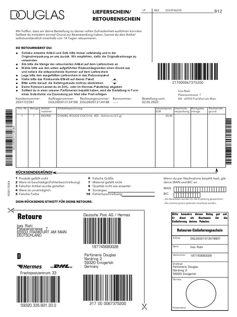 Dein Retourenschein PDF