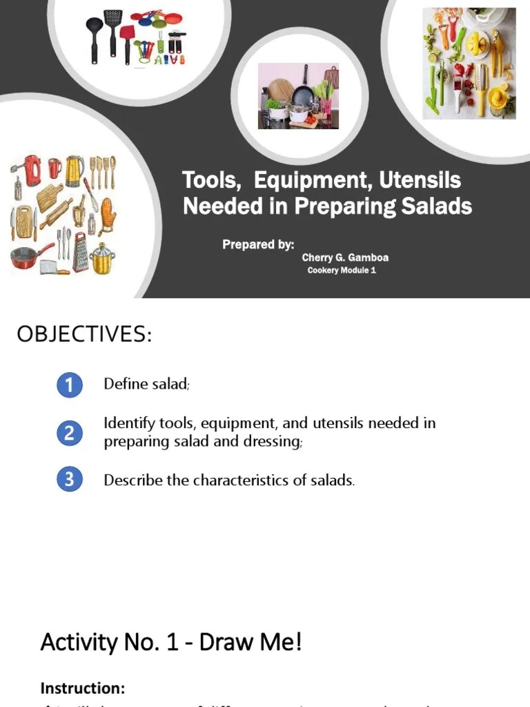 Tools Equipments Utensils Needed in Preparing Salads Download Free