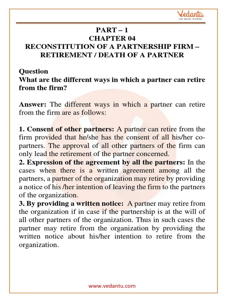 NCERT Solutions For Class 12 Accountancy Reconstitution For