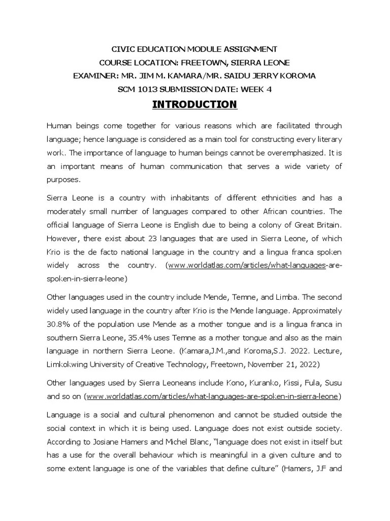 Five Languages in Sierra Leone PDF Sierra Leone