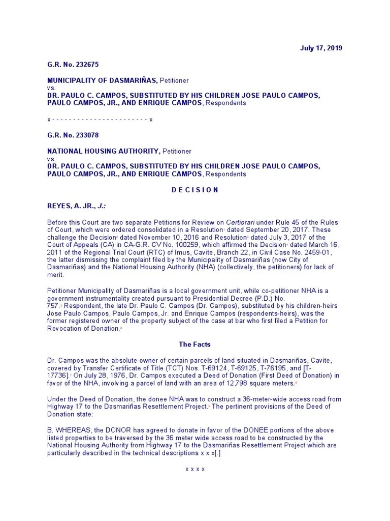 Laches and Revocation Case 2019 PDF Laches (Equity) Legal Concepts