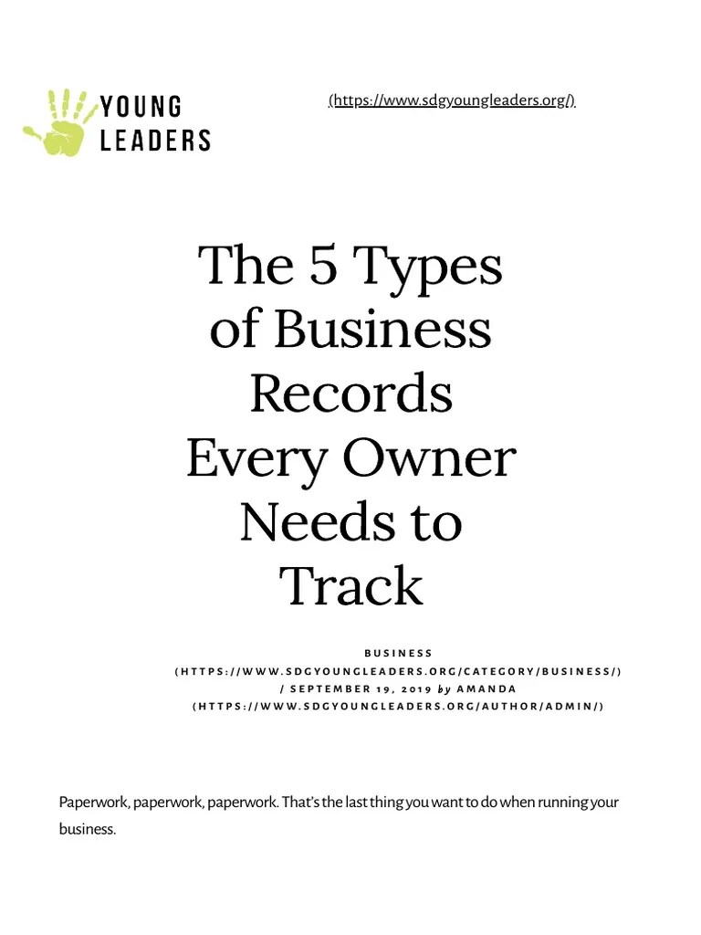 The 5 Types of Business Records Every Owner Needs To Track PDF