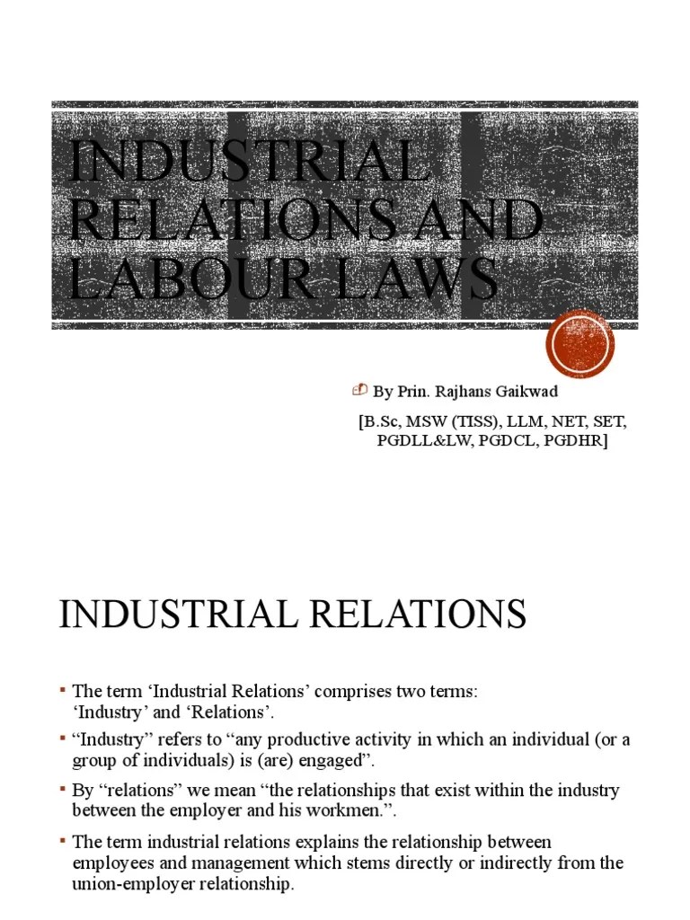 Industrial Relations and Labour Laws PDF Collective Bargaining Employment
