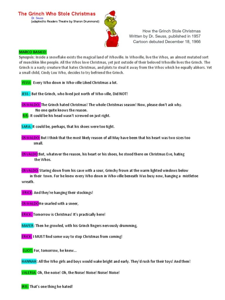 500 SCRIPT STORY TALE The Grinch Who Stole Christmas PDF Christmas