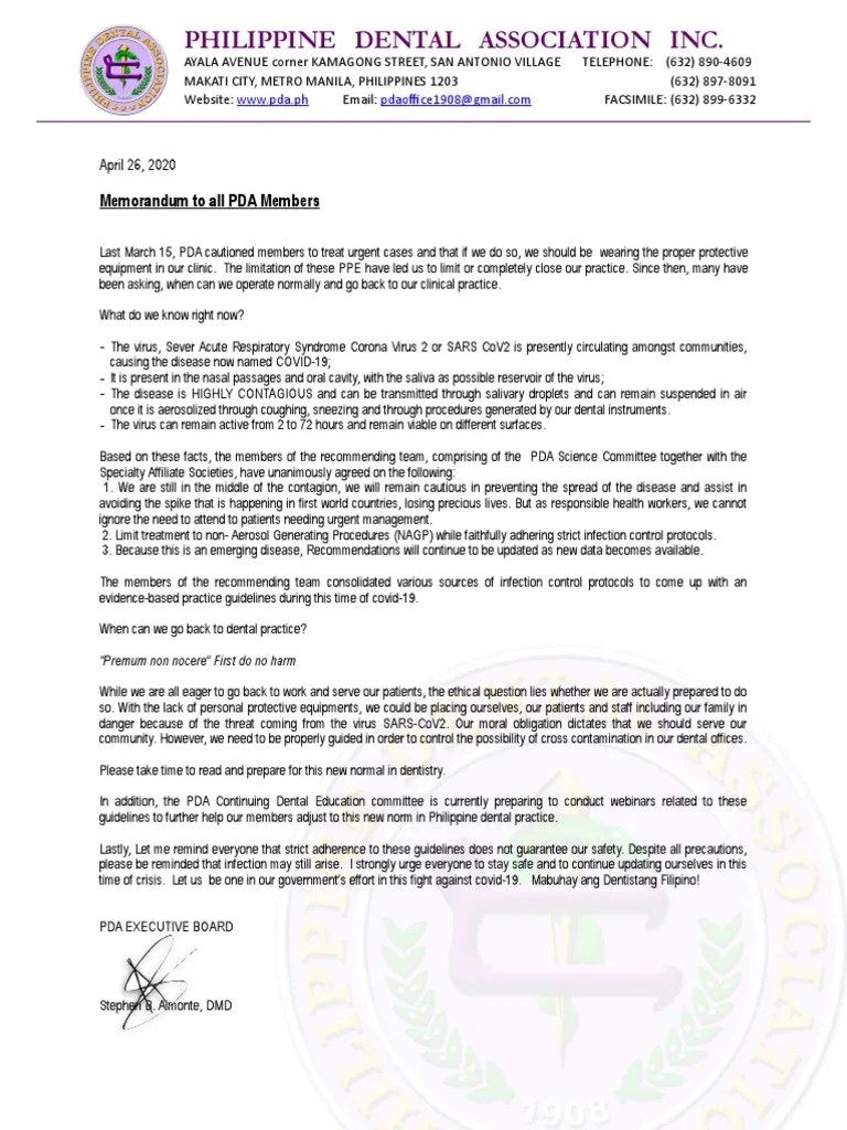 PDA Interim Guidelines On Infection Prevention During The Covid19