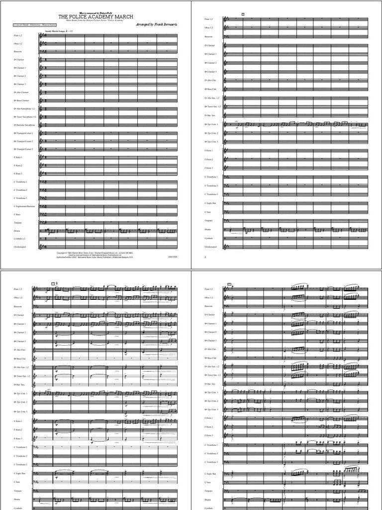 The Police Academy March Sheet) for Concert Band Musique jazz