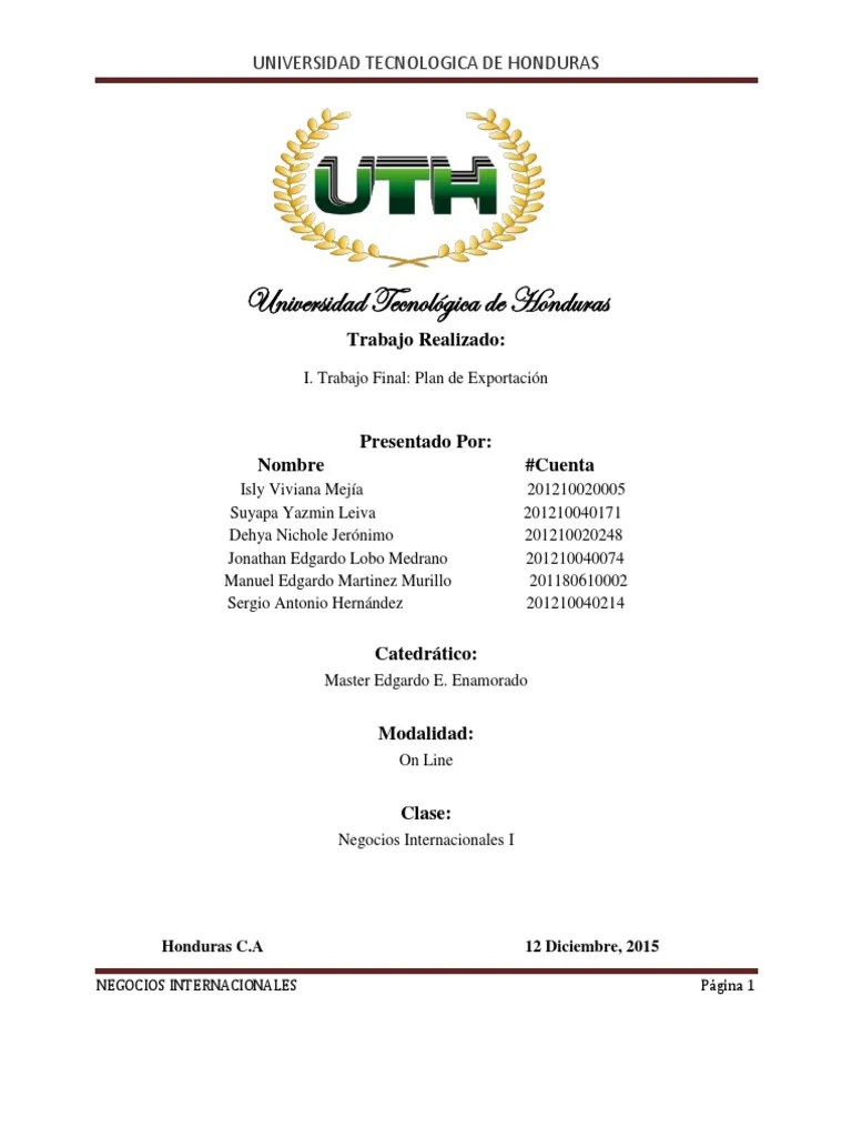 Plan de Exportacion Empresa RICA SULA PDF Arancel Mercado (economía)