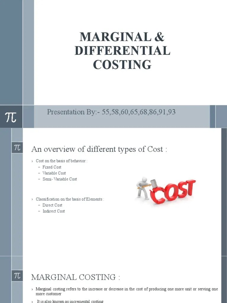 Marginal & Differential Costing PDF Management Accounting Microeconomics