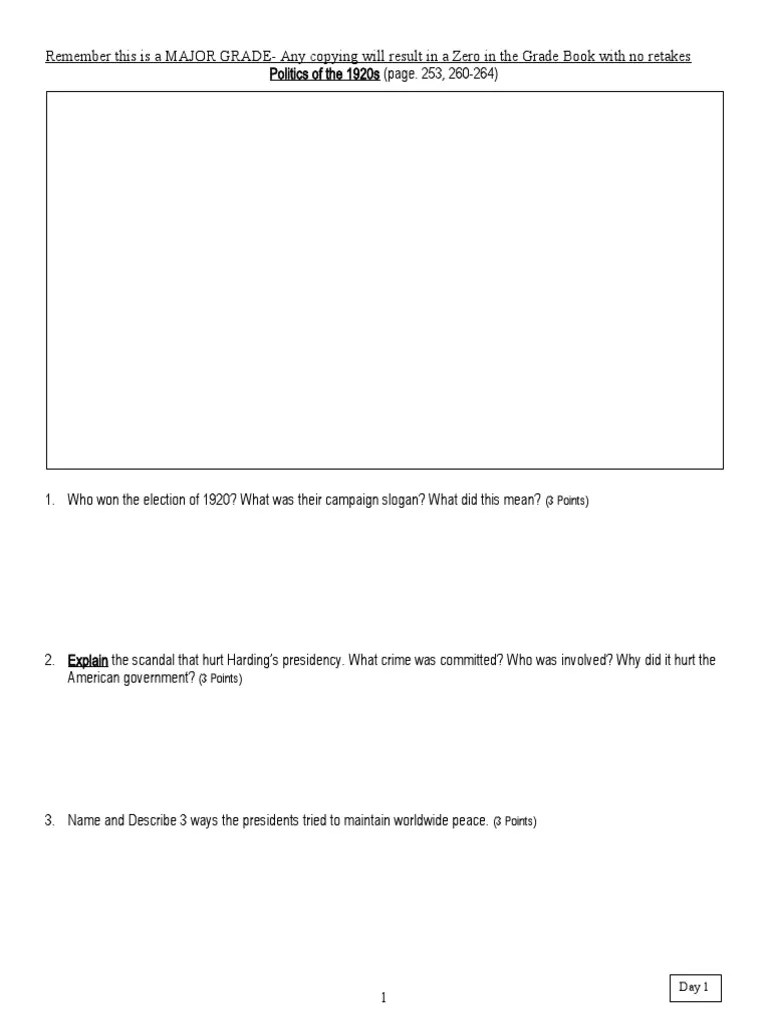 US History Progressive Era Worksheet PDF Economies