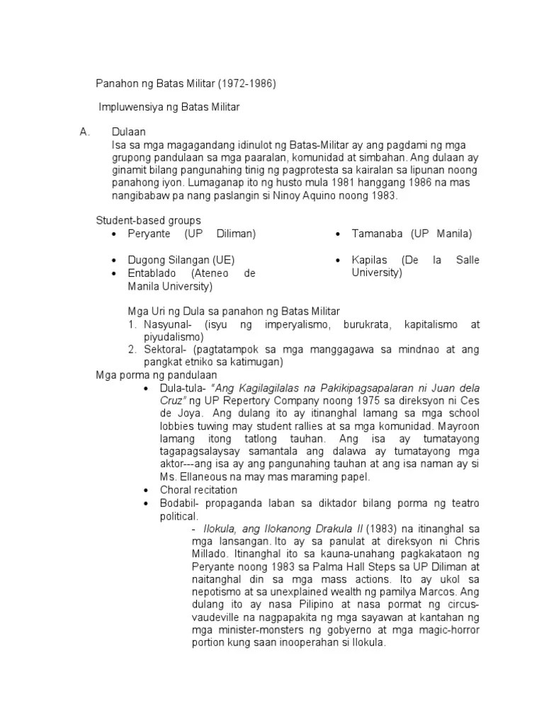 Panahon NG Batas MIlitar (Vida Vistal) PDF