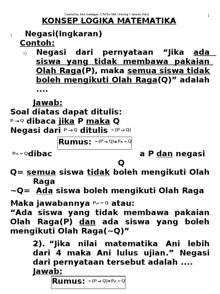 Konsep Logika Matematika | PDF