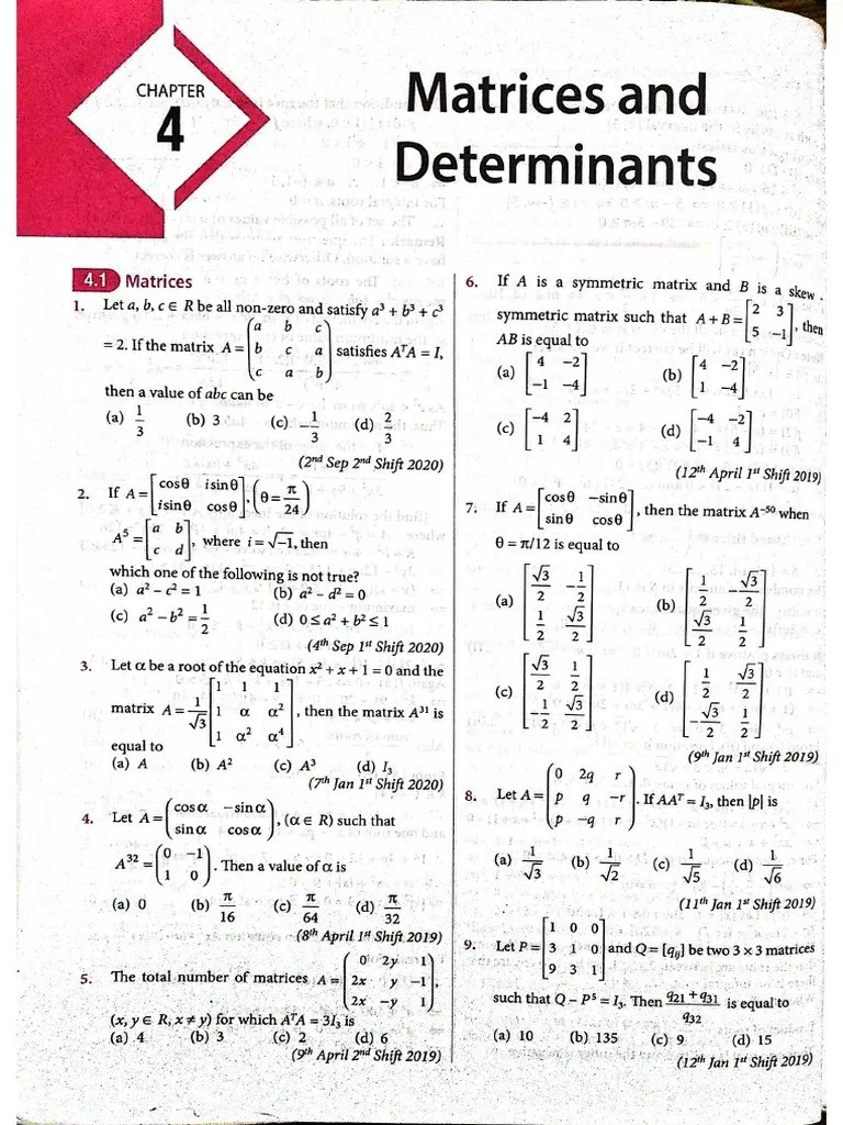 Matrices and Determinants PDF