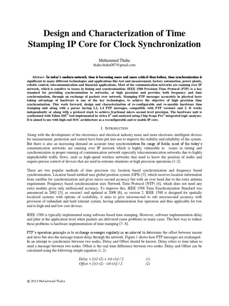 Design and Characterization Time Stamping Core Clock Muhammed Thaha