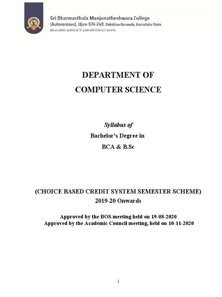 BSC Computer Application Syllabus 202021 PDF Relational Database