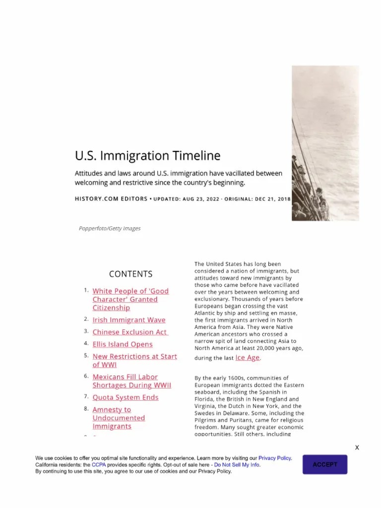 US Immigration Timeline PDF
