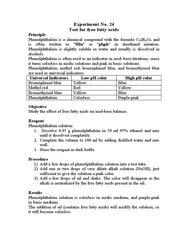 Test For Free Fatty Acids PDF