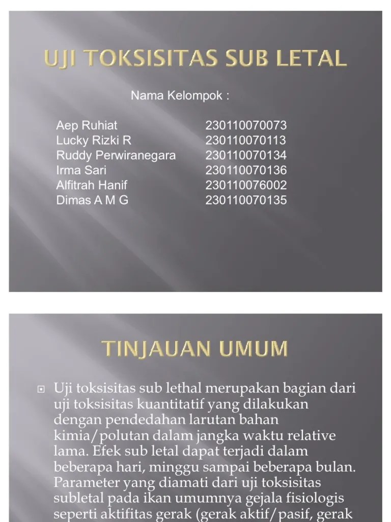 2. REVIEW Uji Toksisitas Sub Letal. PPT