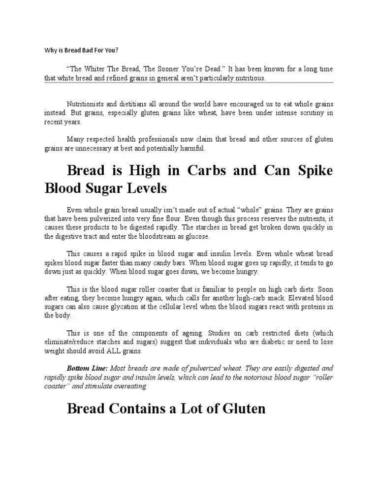 Why Is Bread Bad For You PDF Whole Grain Gluten