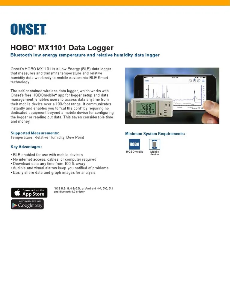 Onset HOBO MX1101 Data Logger PDF Computer Engineering