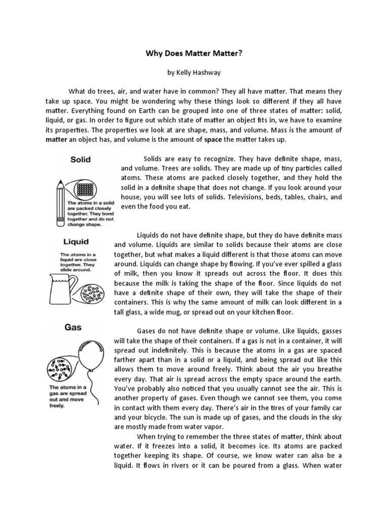Why Does Matter Matter | PDF | Matter | Liquids