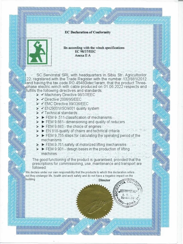 Winch Certificate Translation PDF