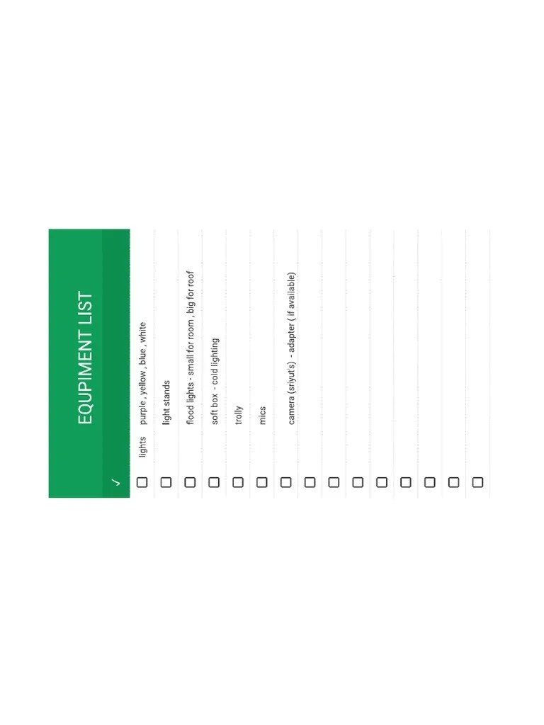 Equipment List | PDF