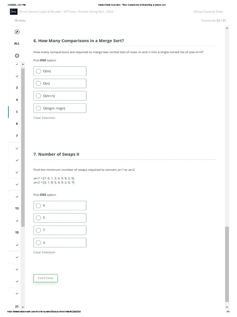 HackerRank Question Time Complexity of Searching A Linked List PDF