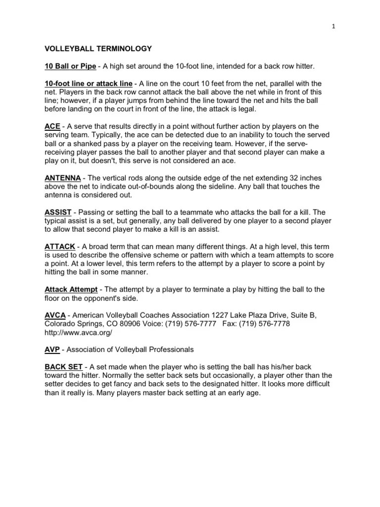 Volleyball Terminology Volleyball Ball Games