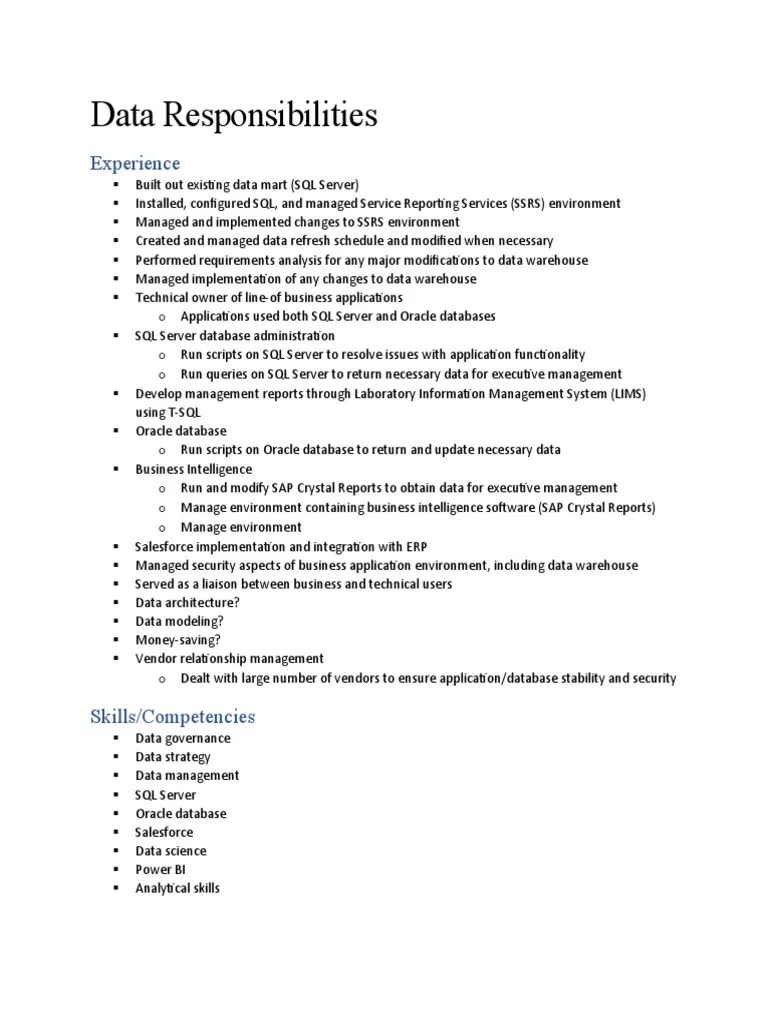 Data Responsibilities PDF
