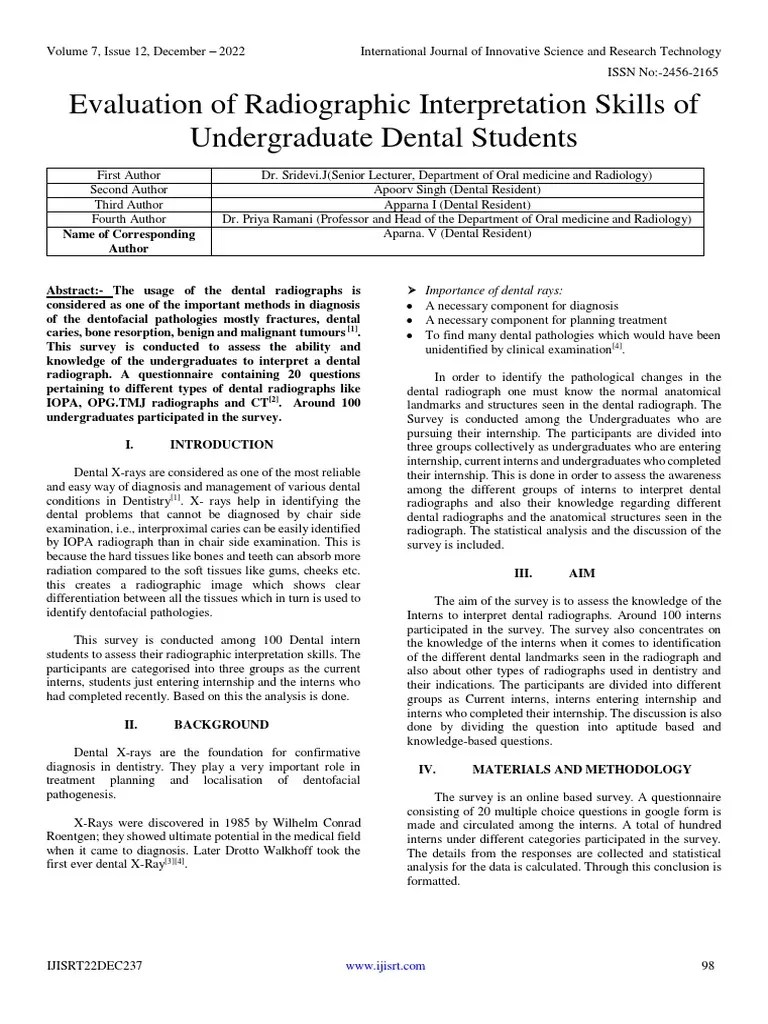 Evaluation of Radiographic Interpretation Skills of Undergraduate