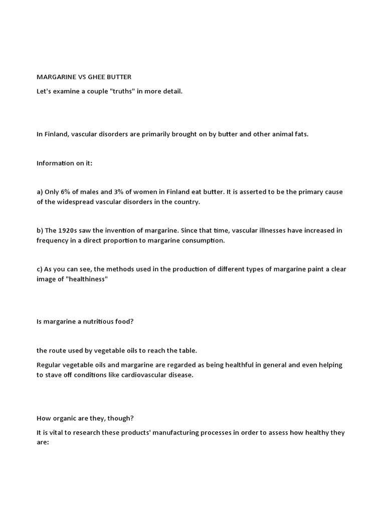 Margarine VS. GHEE BUTTER To Translate PDF Margarine Ayurveda
