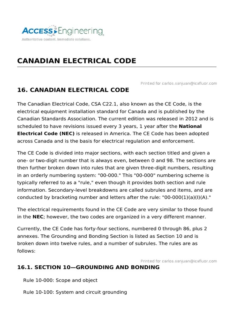 Canadian Electrical Code PDF Electrical Equipment Power Engineering