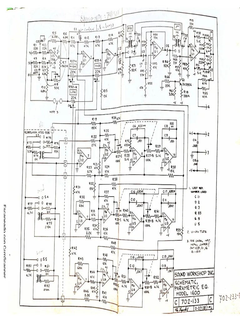 Sound Parametric EQ 1600 Schematic PDF
