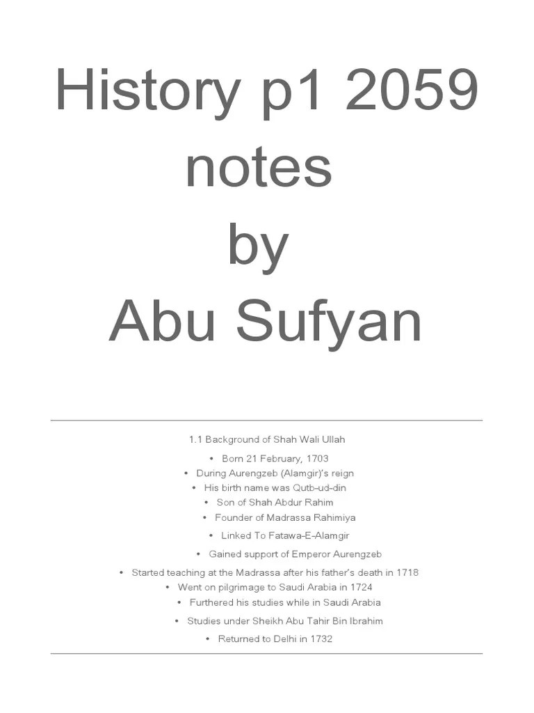Historynotes PDF Mughal Empire British Raj