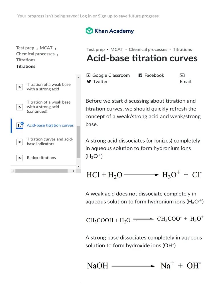 Titration Curves & Equivalence Point (Article) Khan Academy