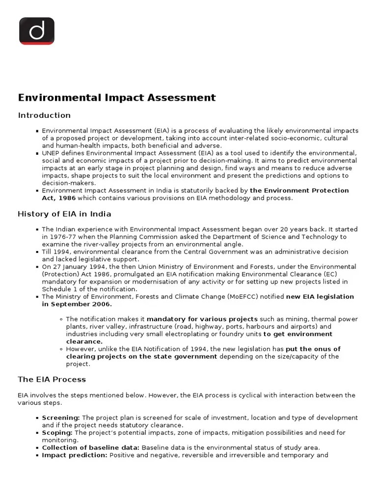 Environment Impact Assessment PDF Environmental Impact Assessment