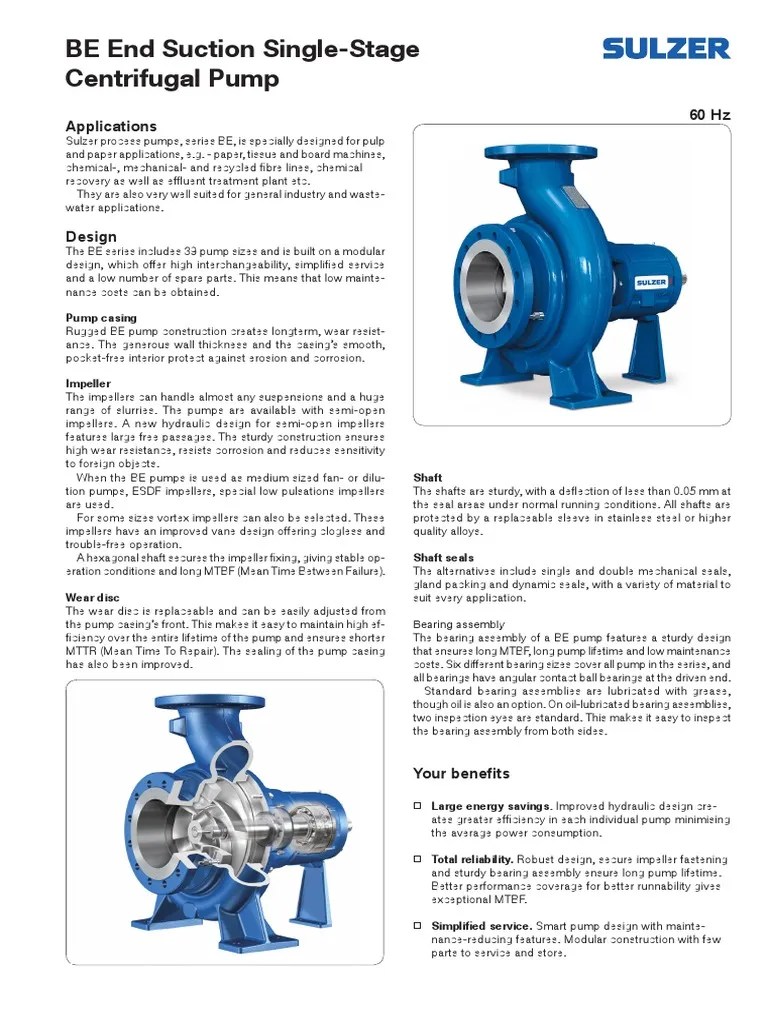 Sulzer Centrifugal Pump PDF Pump Bearing (Mechanical)