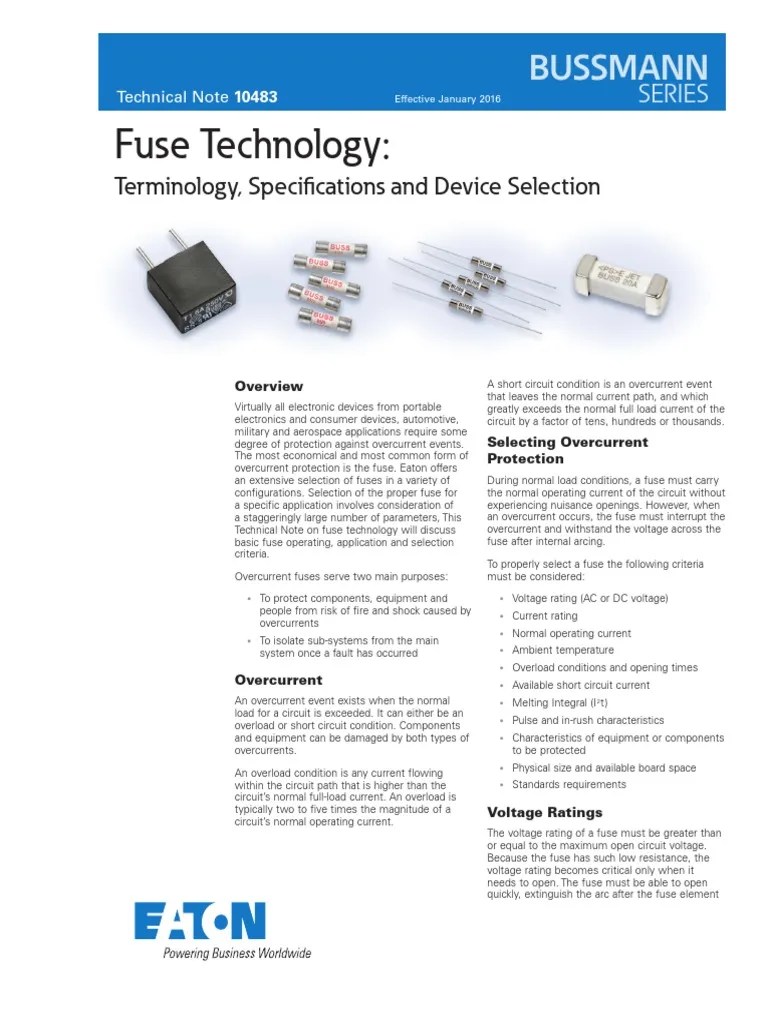 Eaton Fuse Technology Terminology Specifications Device Selection PDF