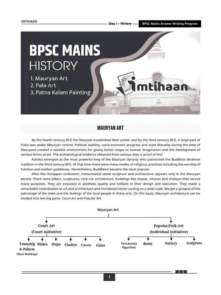 BPSC Mains Day1 Notes History (English) PDF Sculpture