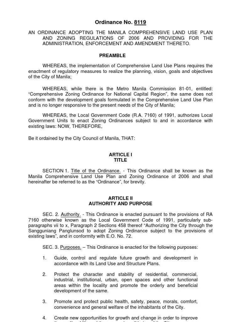 Ordinance 8119. Zoning Ordinance. As Published PDF Zoning