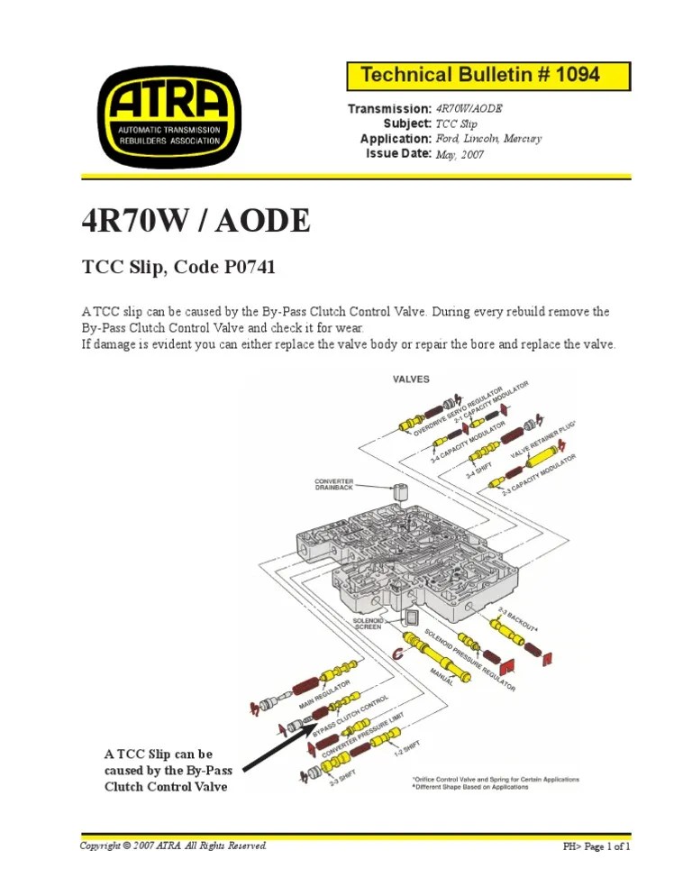 At 4r70w Aode TCC Slip, Code p0741 PDF