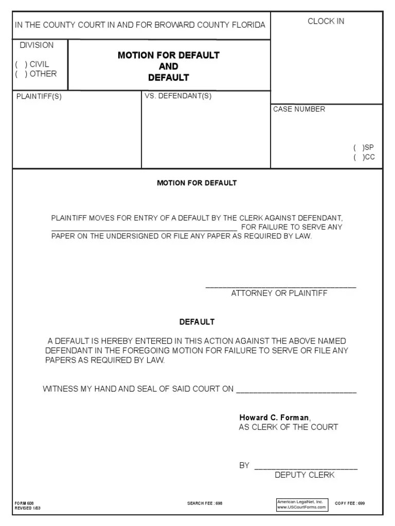 Motion For Default PDF Subpoena Witness
