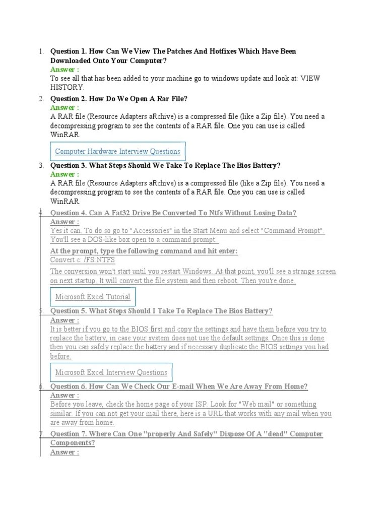 Computer Basics Interview Questions & Answers PDF Random Access