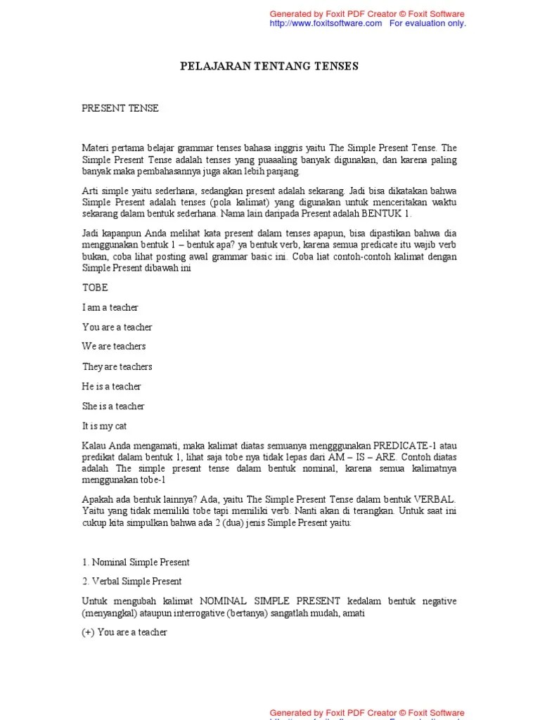 16 Tenses Bahasa Inggris | PDF